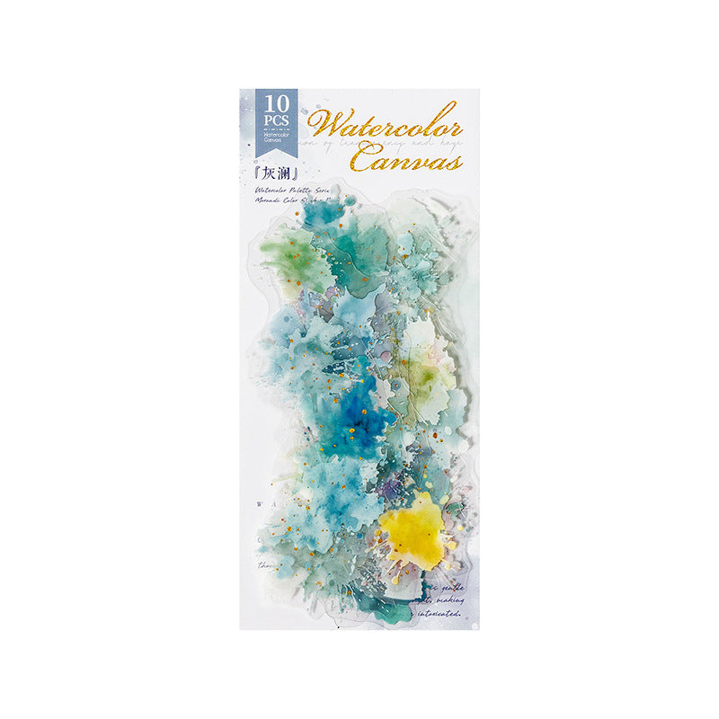 Bronzing Vignetting Sticker Pack – Watercolor Painting Board Series, 10 Pcs - ViktaShop