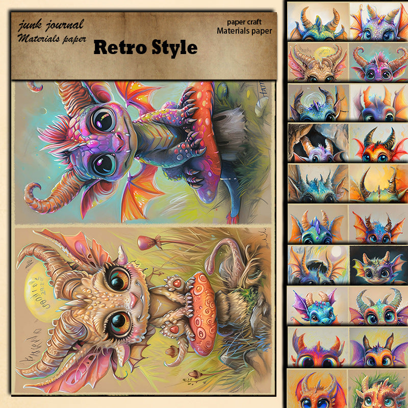 Retro Animal Pattern Scrapbooking Base Paper - Vintage Style, 10 Sheets - ViktaShop