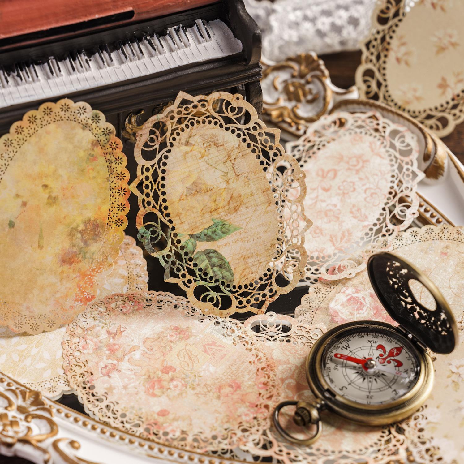 Lace Retro Art Floral Base Material Paper Notes, 10 Pcs - ViktaShop