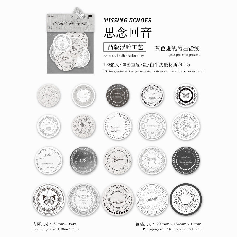 White Kraft Paper Relief Decoration - Night Wind Retro Notes, 6 Options - ViktaShop