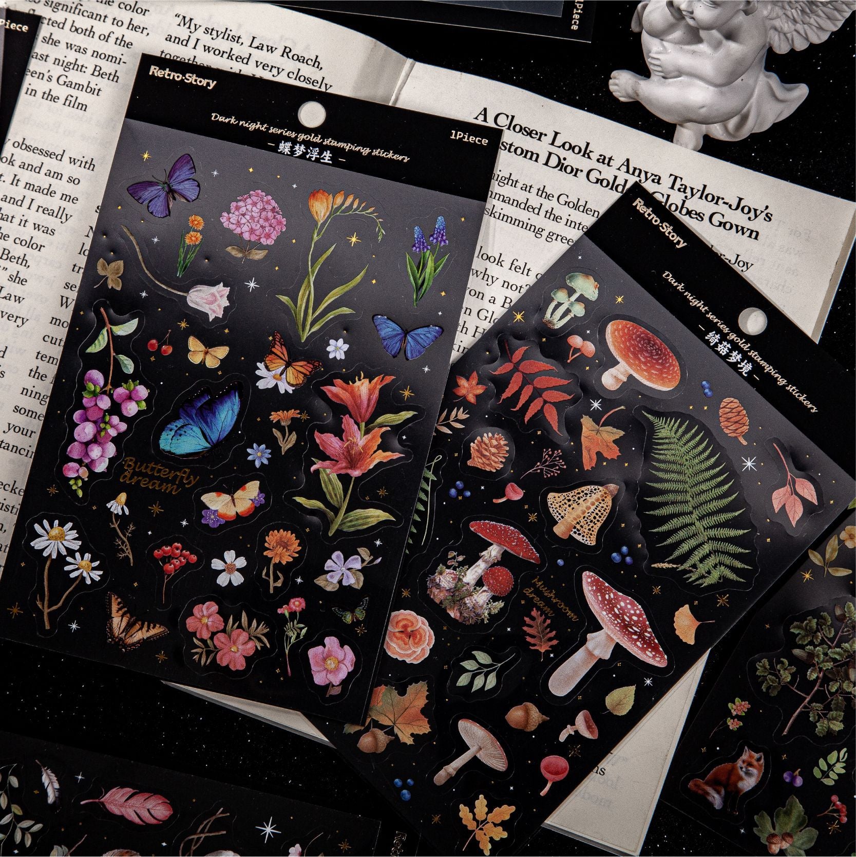 Dark Night Animal Shaped Retro Stickers – Creative PET Stickers, 6 Options - ViktaShop