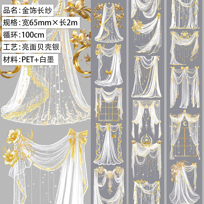 Retro Flower Hand Account Tape – Antique Material, PET Tape - 2m - ViktaShop