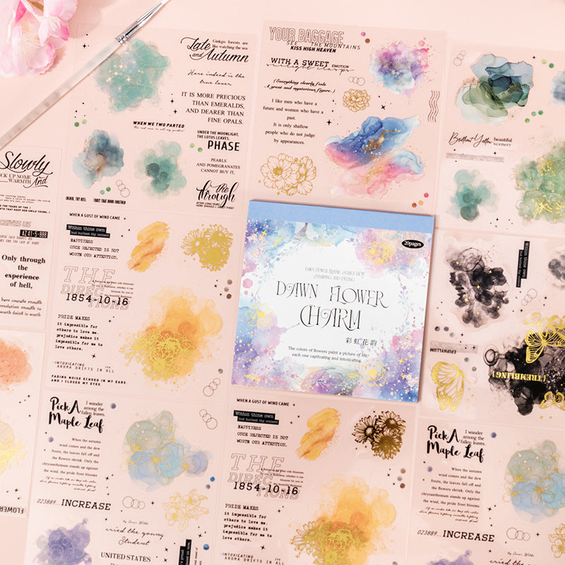 Flower Charm Stickers - Morning Dawn Series, 20 Pcs - ViktaShop