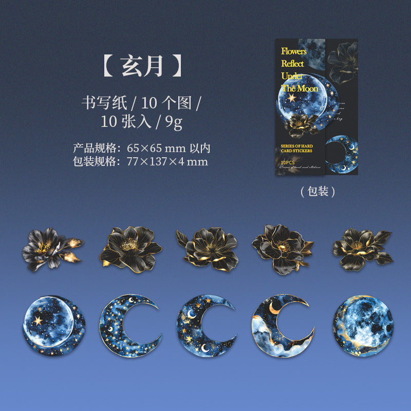 Hard Card Flower Stickers – Moon Flower Series, 6 Options - ViktaShop