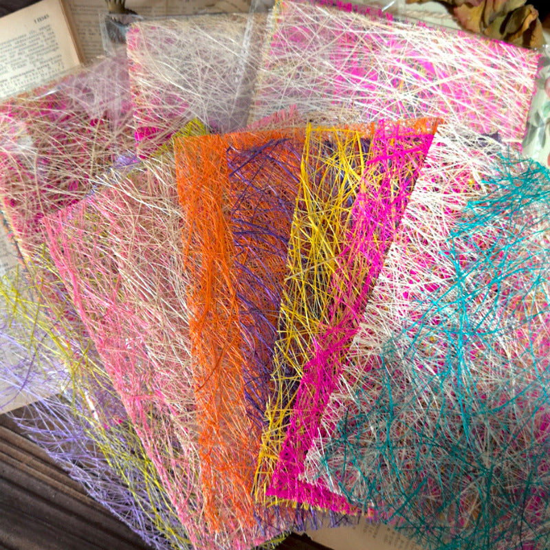 A5 Ten-Color Hollow Hemp Fiber Paper, 10 Sheets - ViktaShop