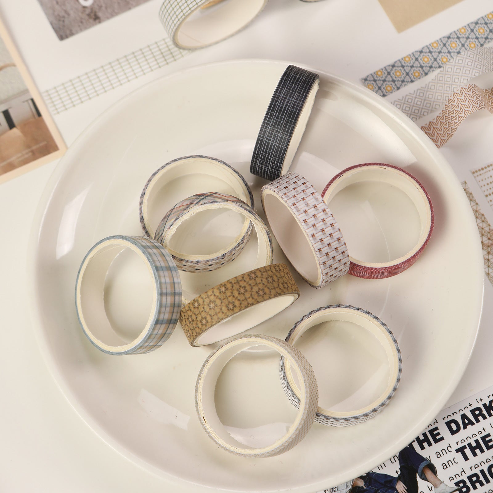 Plain Paper Washi Tape Set – Neutral Collage Series, 12 Options - ViktaShop