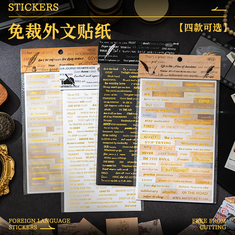 Retro English sticker non-cutting decoration - Viktashop.com