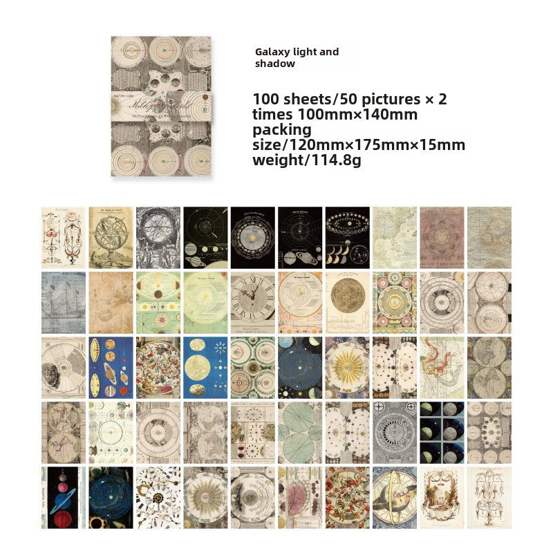 Vintage Material Paper Book of Retro Scrapbooking Paper, 100 Sheets - ViktaShop