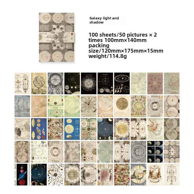 Vintage Material Paper Book of Retro Scrapbooking Paper, 100 Sheets