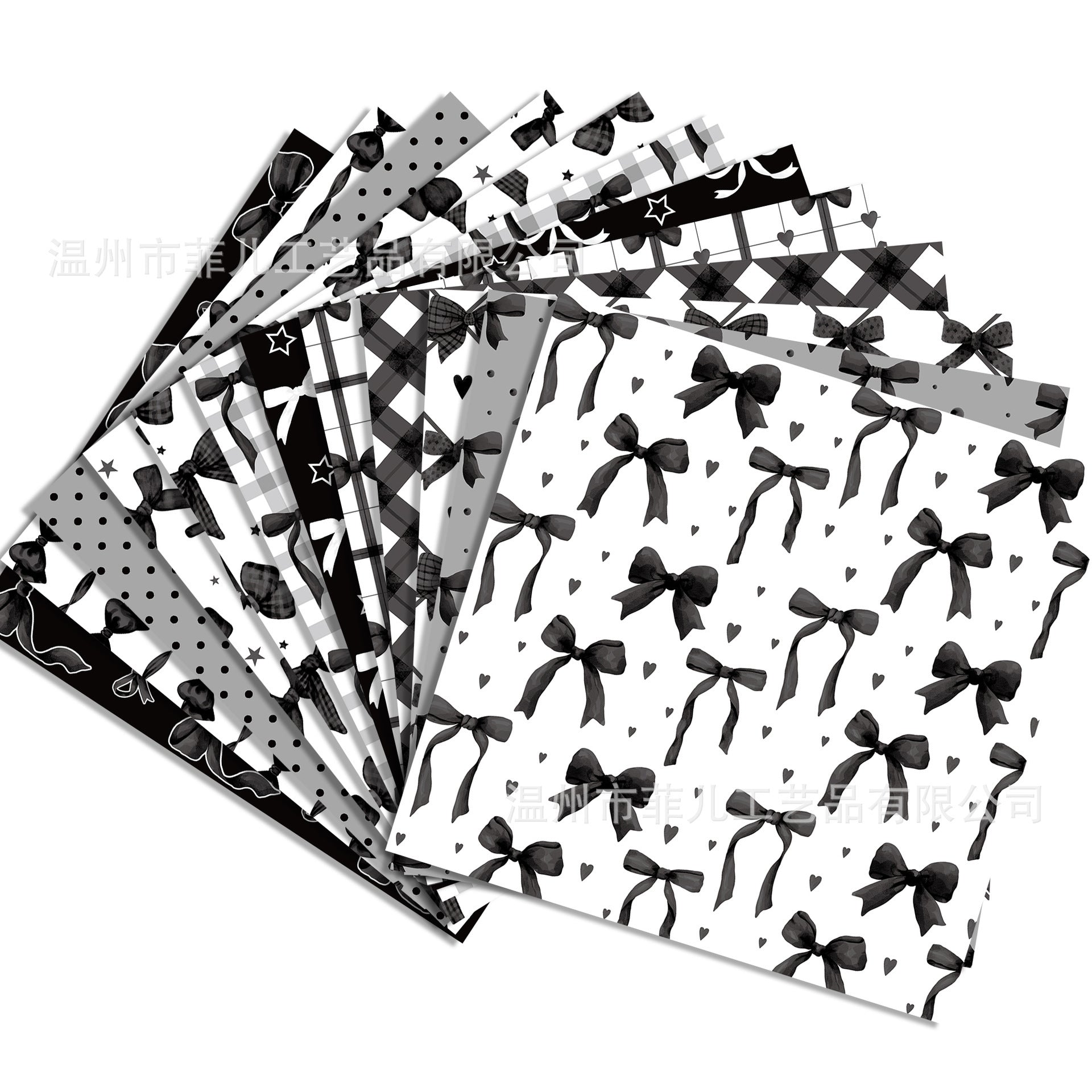 Black Bow Background Paper - Dark Princess Style, 24 Sheets - ViktaShop