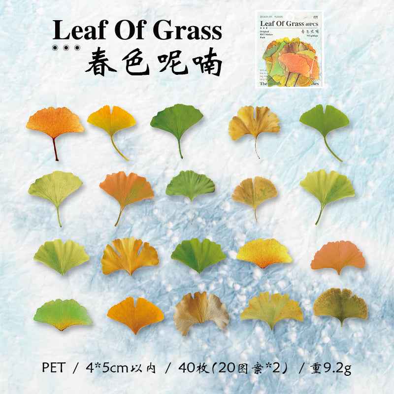 PET Leaf Sticker Pack - 40 Pcs