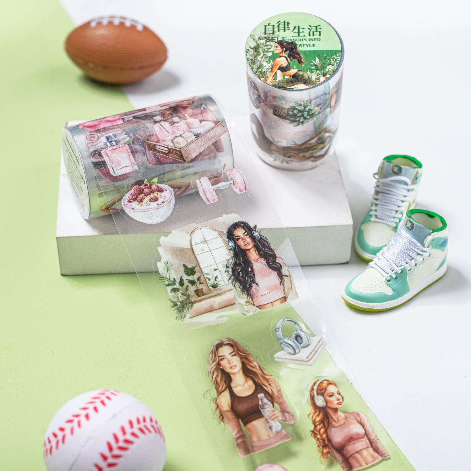 Self-discipline Life Series – Sports Girls Landscape PET Tape, 2m - ViktaShop