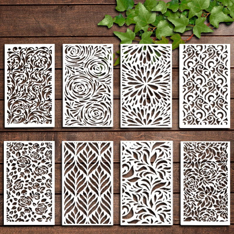 Flower Texture Painting Stencil Set – DIY Art Hollow Templates, 8 Pcs - ViktaShop