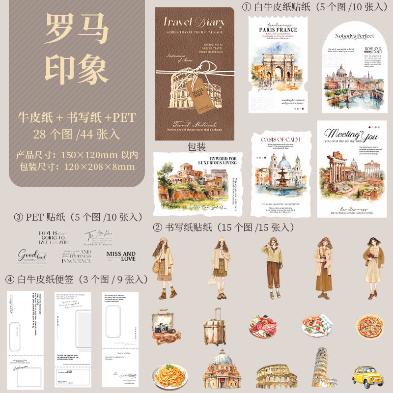 Travel Diary Series – Travel Theme Material Pack, 4 Options - ViktaShop