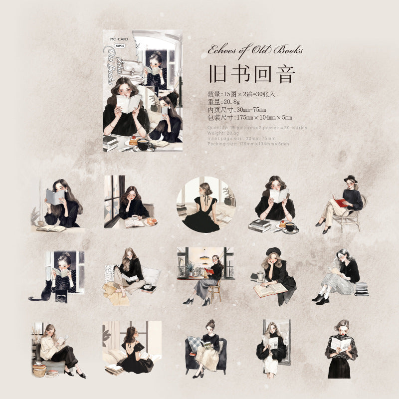 Elegant reading series PET stickers - ViktaShop