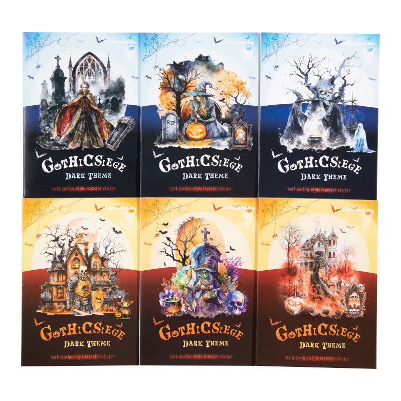 Dark Gothic Wind Transfer Sticker – Gothic Besieged City Series, 5 Pcs - ViktaShop