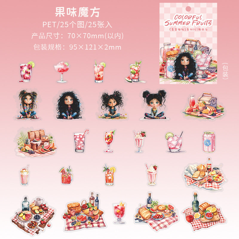 Summer Fruit Series, Colorful Cartoon PET Sticker Pack, 4 Options - ViktaShop