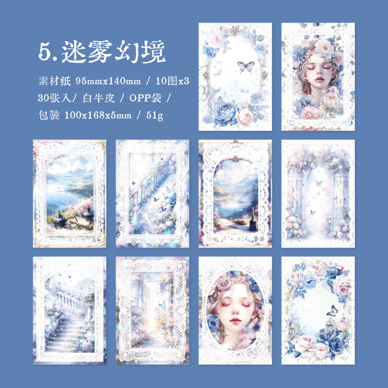 Romantic Lace Character Series – Material Paper Collection, 30 Pcs - ViktaShop