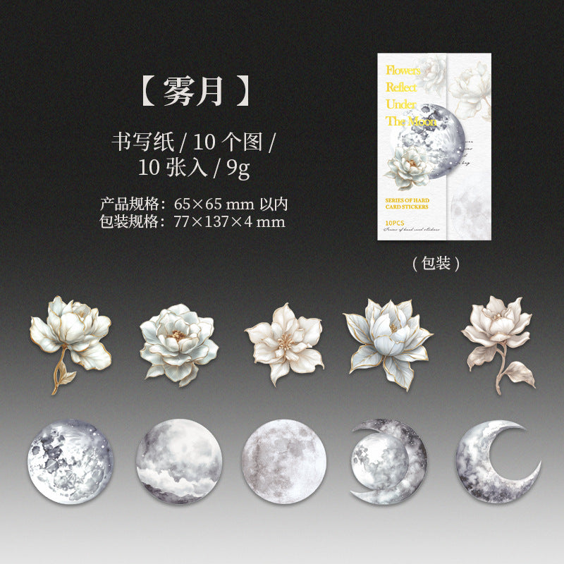 Hard Card Flower Stickers – Moon Flower Series, 6 Options - ViktaShop