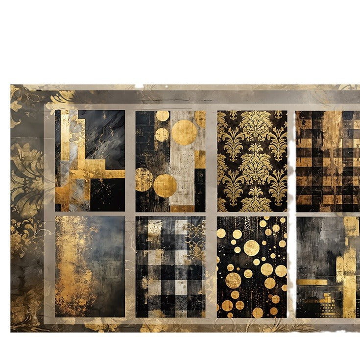 Black & Gold - DIY Scrapbook & Journal A5 Pattern Paper - Card Background Paper - 8 sheets - ViktaShop