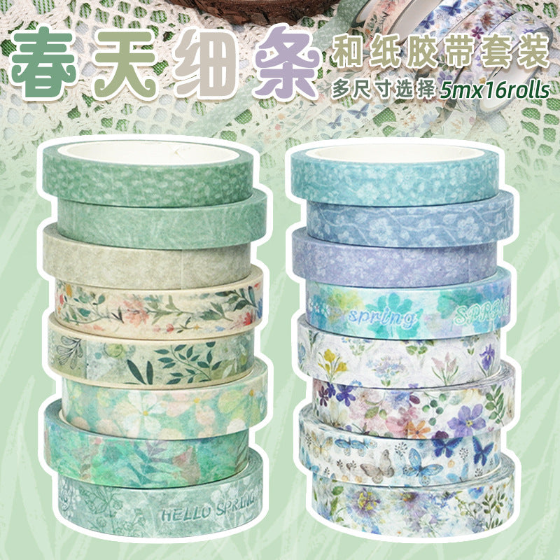 Spring Floral Thin Washi Tape Set – Plant Series, 12 Rolls - ViktaShop