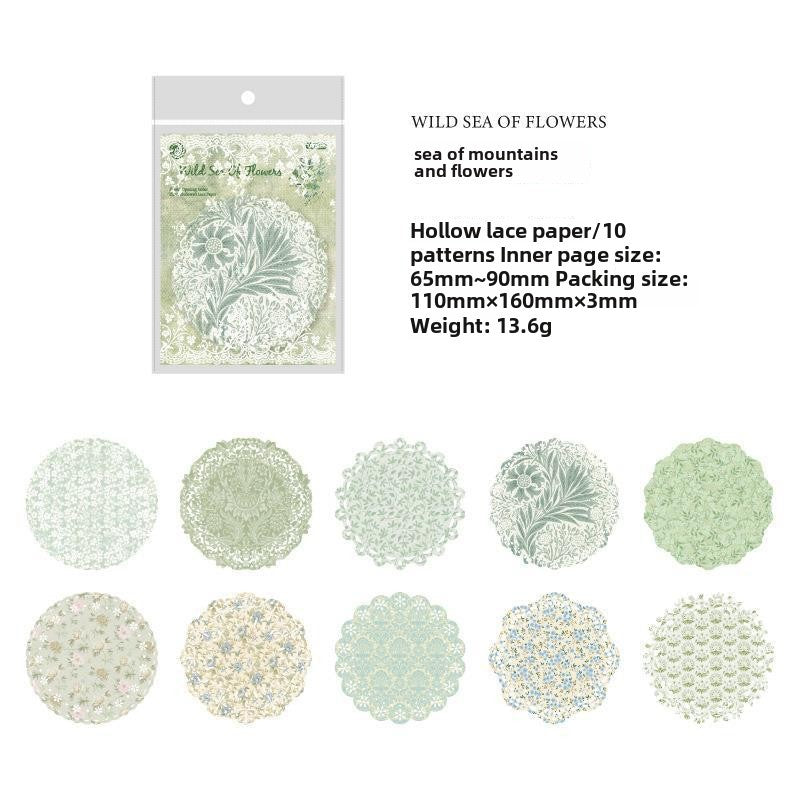 Lace Retro Art Floral Base Material Paper Notes, 10 Pcs - ViktaShop
