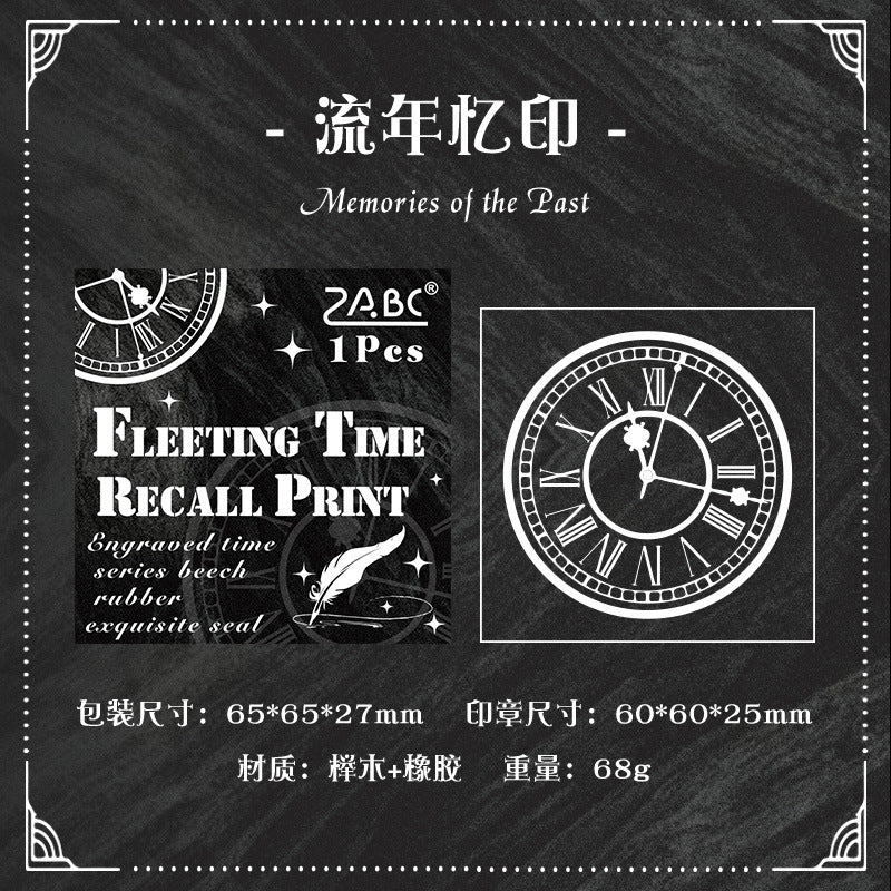 Wooden Stamp – Retro Clock Design, Beech Wood, 6 Options - ViktaShop