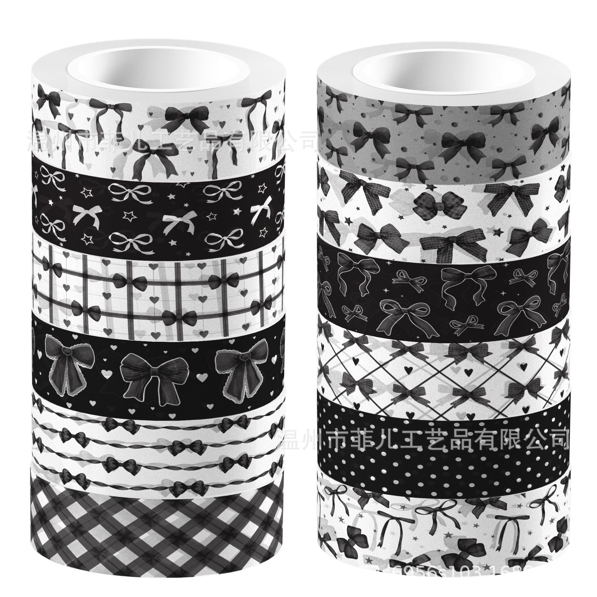 Manual de bricolaje de pegatinas y cintas de papel con lazo negro ZH108, cinta decorativa de papel gótica oscura