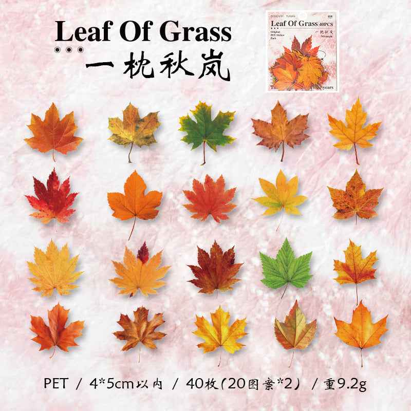 PET Leaf Sticker Pack - 40 Pcs