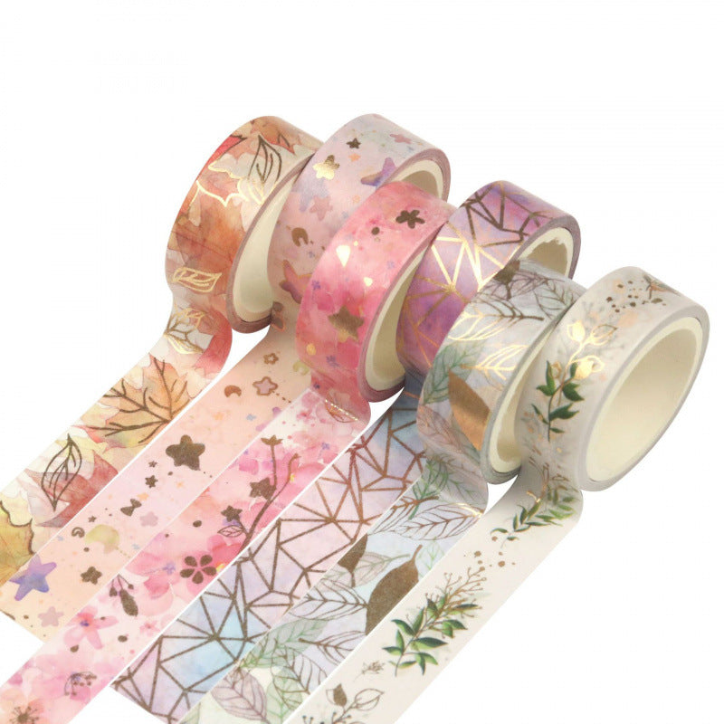 Floral Hot Stamping Washi Tape Set – 6 Rolls - ViktaShop