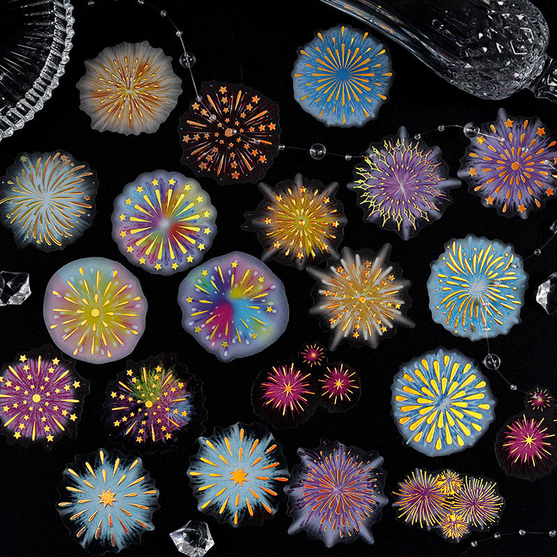 Fluorescent Night Language Stickers - Fireworks & Stars, 6 Pcs - ViktaShop