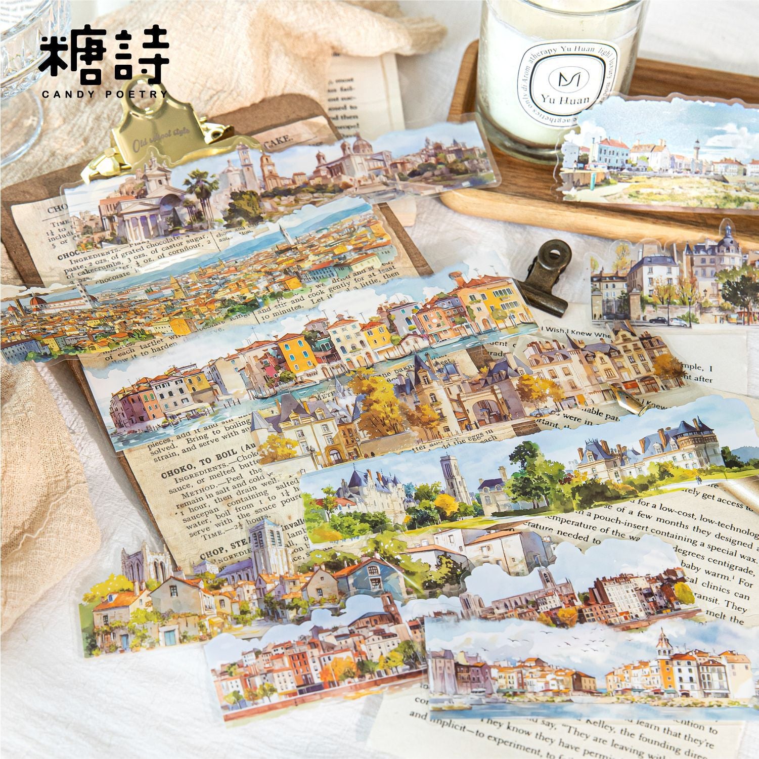 Sugar Poem PET White Ink Strip Sticker Pack - Nature Scenery Series, 10 Pcs - ViktaShop