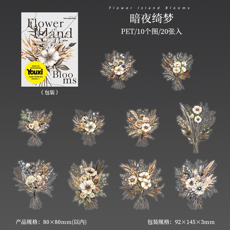 Blooming Series Stickers - Flower Theme, 20 Pcs - ViktaShop