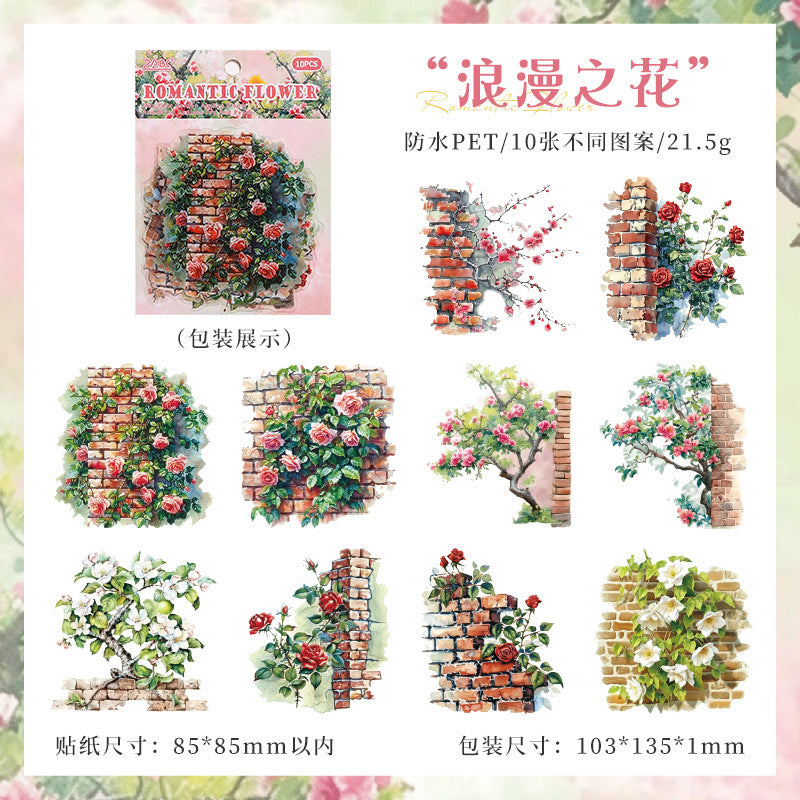 Secret Garden Landscape Stickers – Transparent PET Brick Wall & Flower Wall - ViktaShop