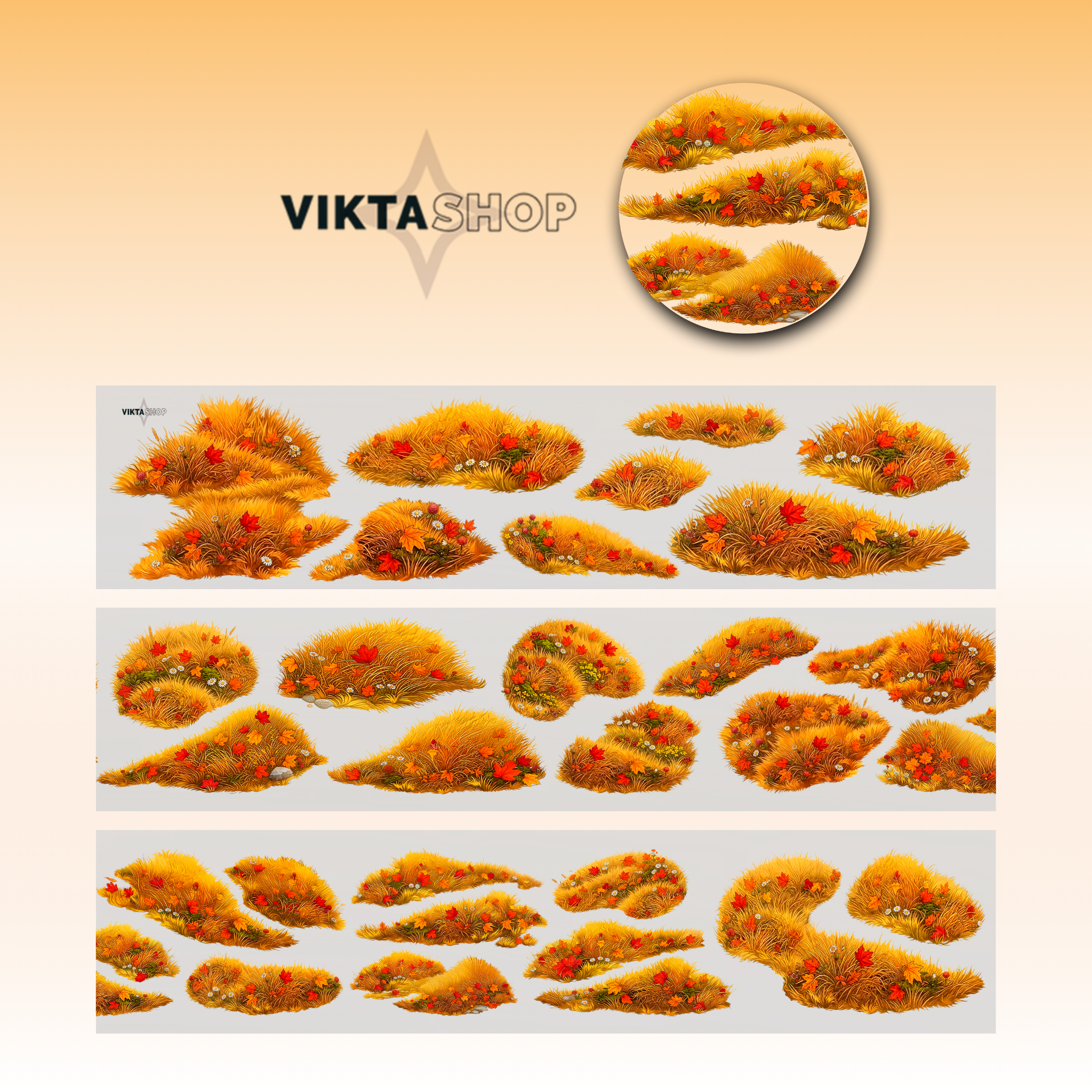 Viktashop Small Autumn Grass PET Tape 7cm x 1m