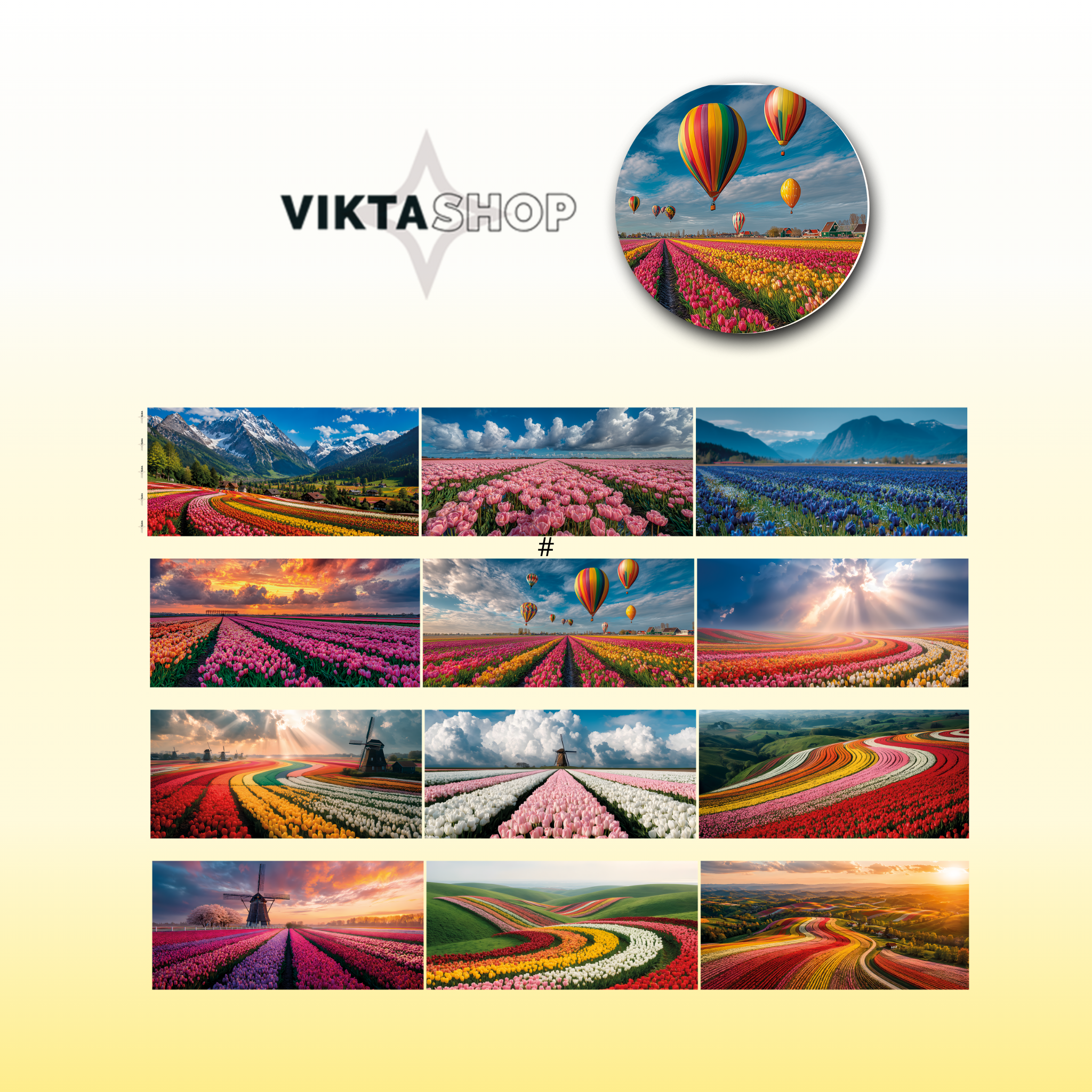 Viktashop Tulips Background PET Tape 10cm x 2.5m