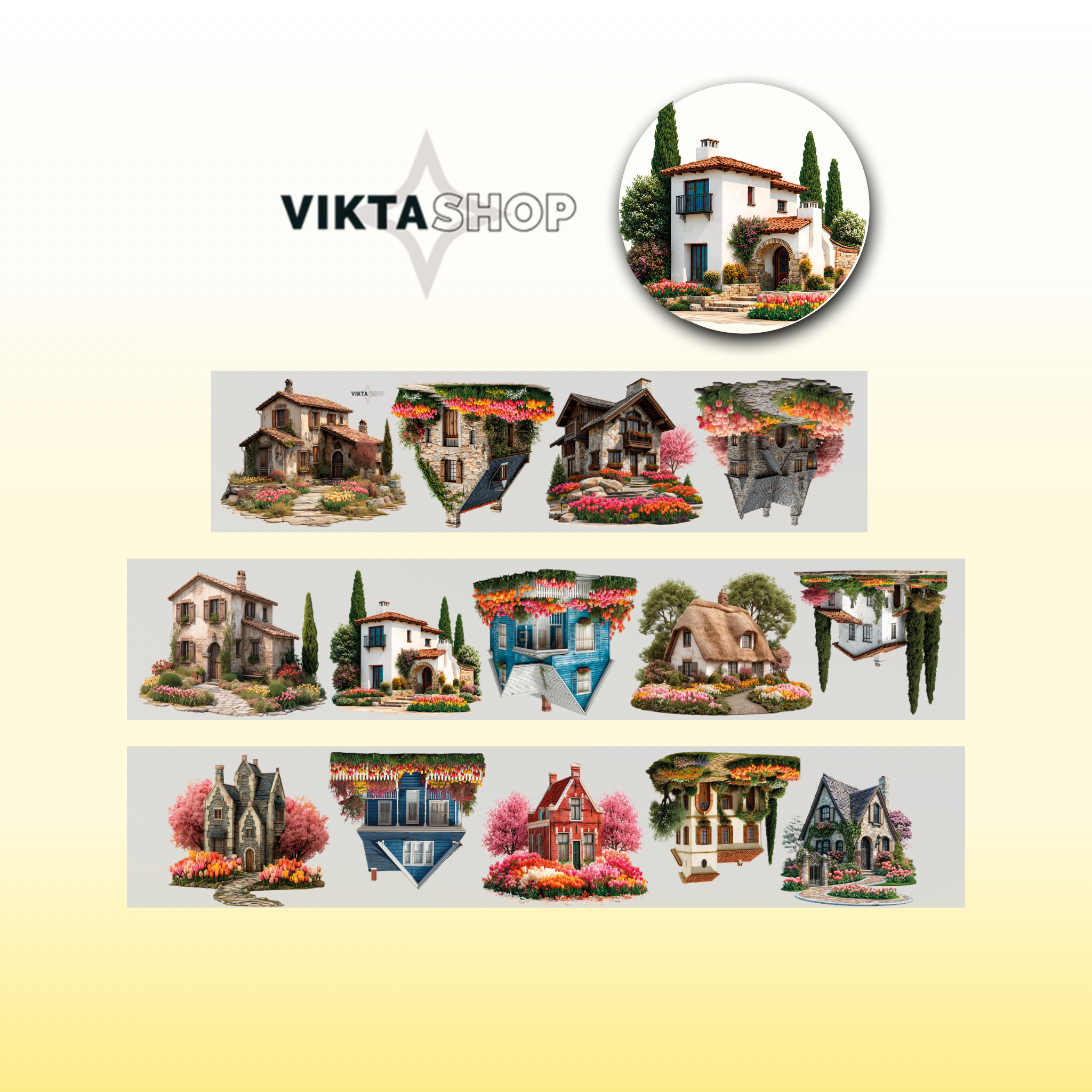 Viktashop Tulips House PET Tape 9cm x 1.25m