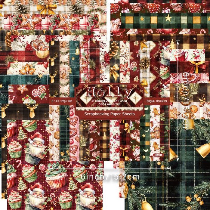 Christmas series material paper 24 Pcs - ViktaShop