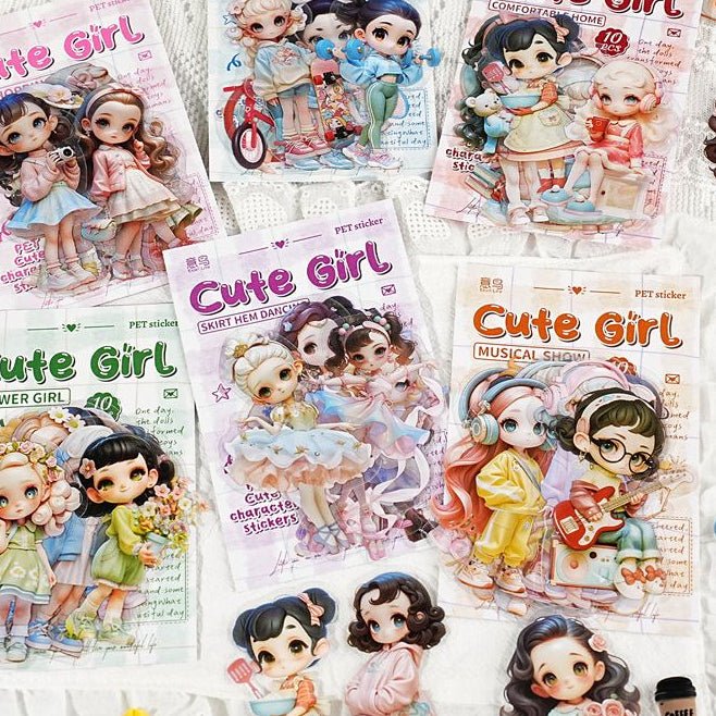 Cute Girl Series PET Sticker Pack 6 Designs 10 Pcs – MB ViktaShop