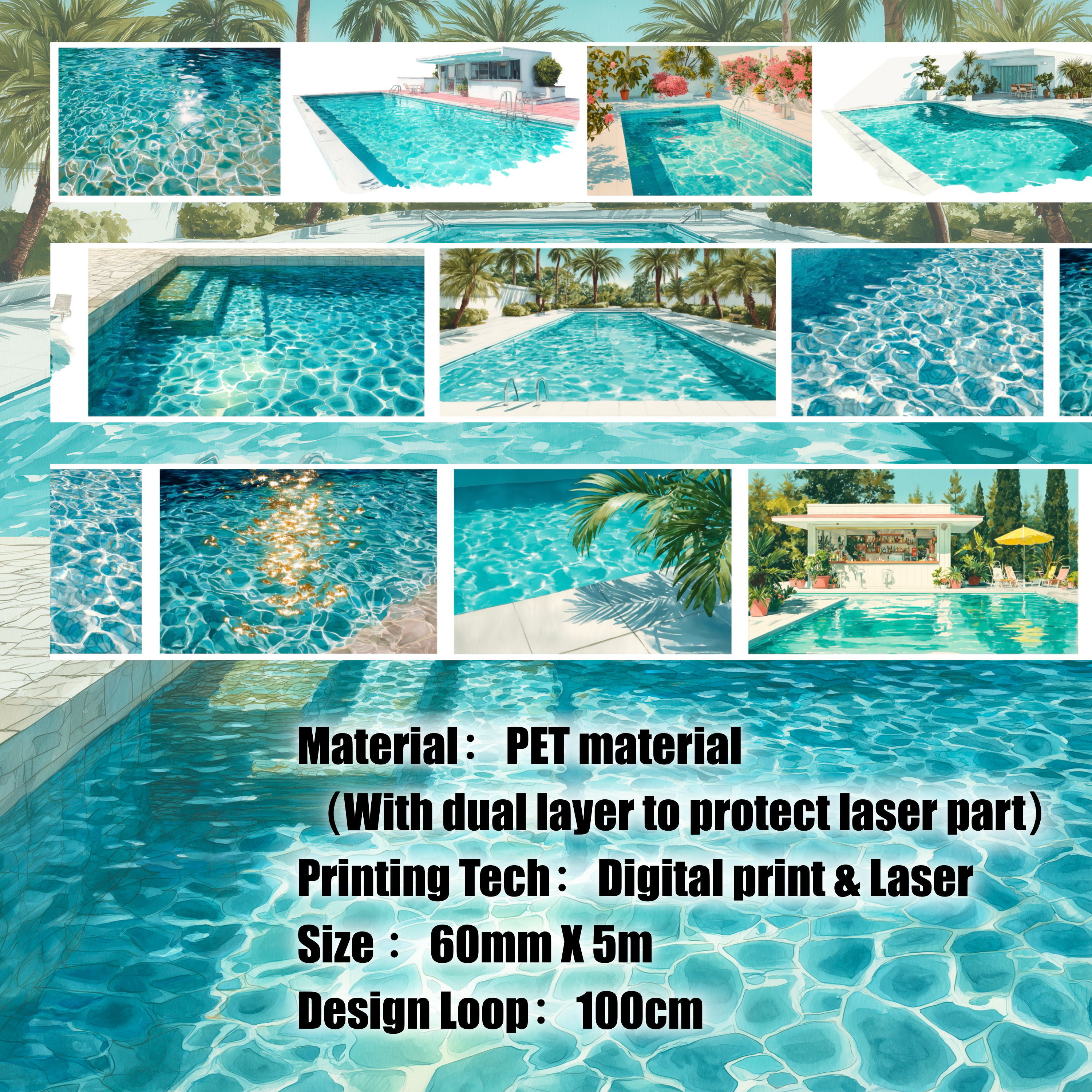 Shiimmer Swimming Pool Vol.1 PET Tape 6cm x 1m