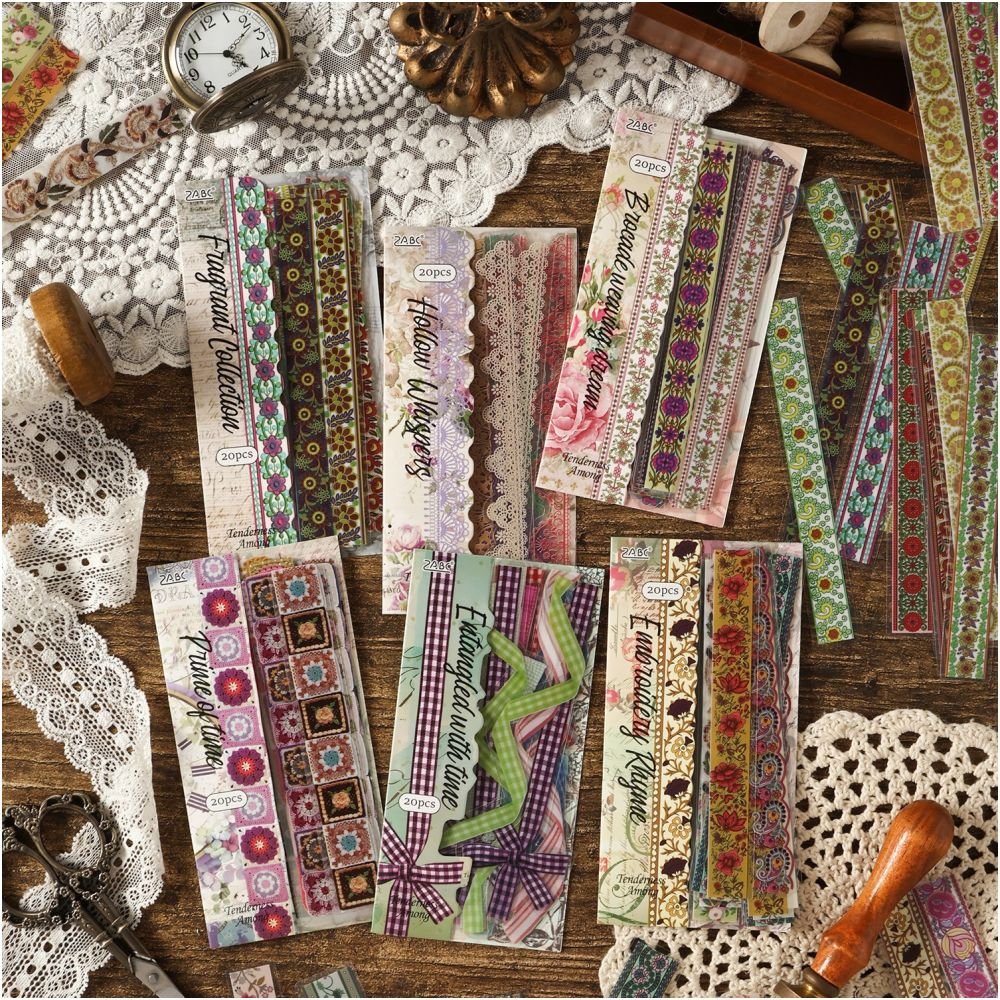 Floral Romance Series PET Stickers 20 Sheets 6 Designs - ViktaShop