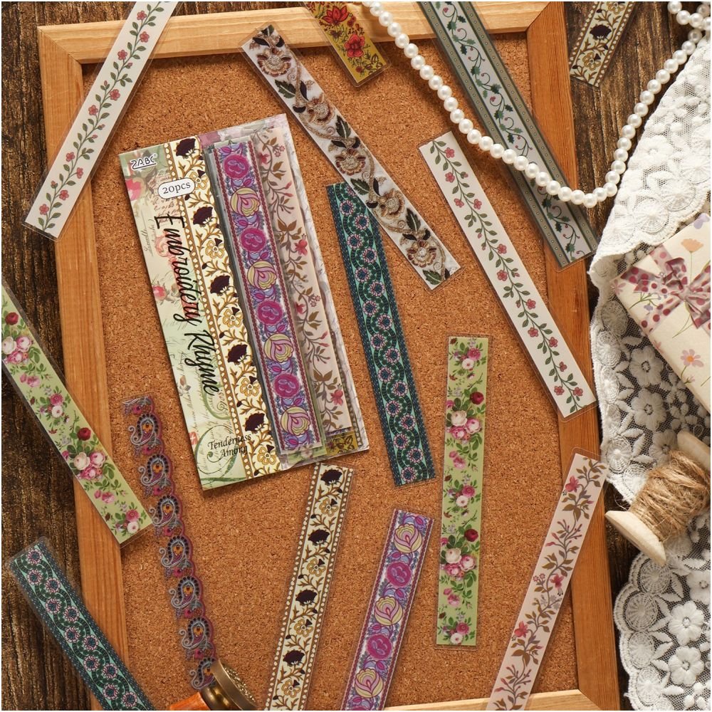 Floral Romance Series PET Stickers 20 Sheets 6 Designs - ViktaShop