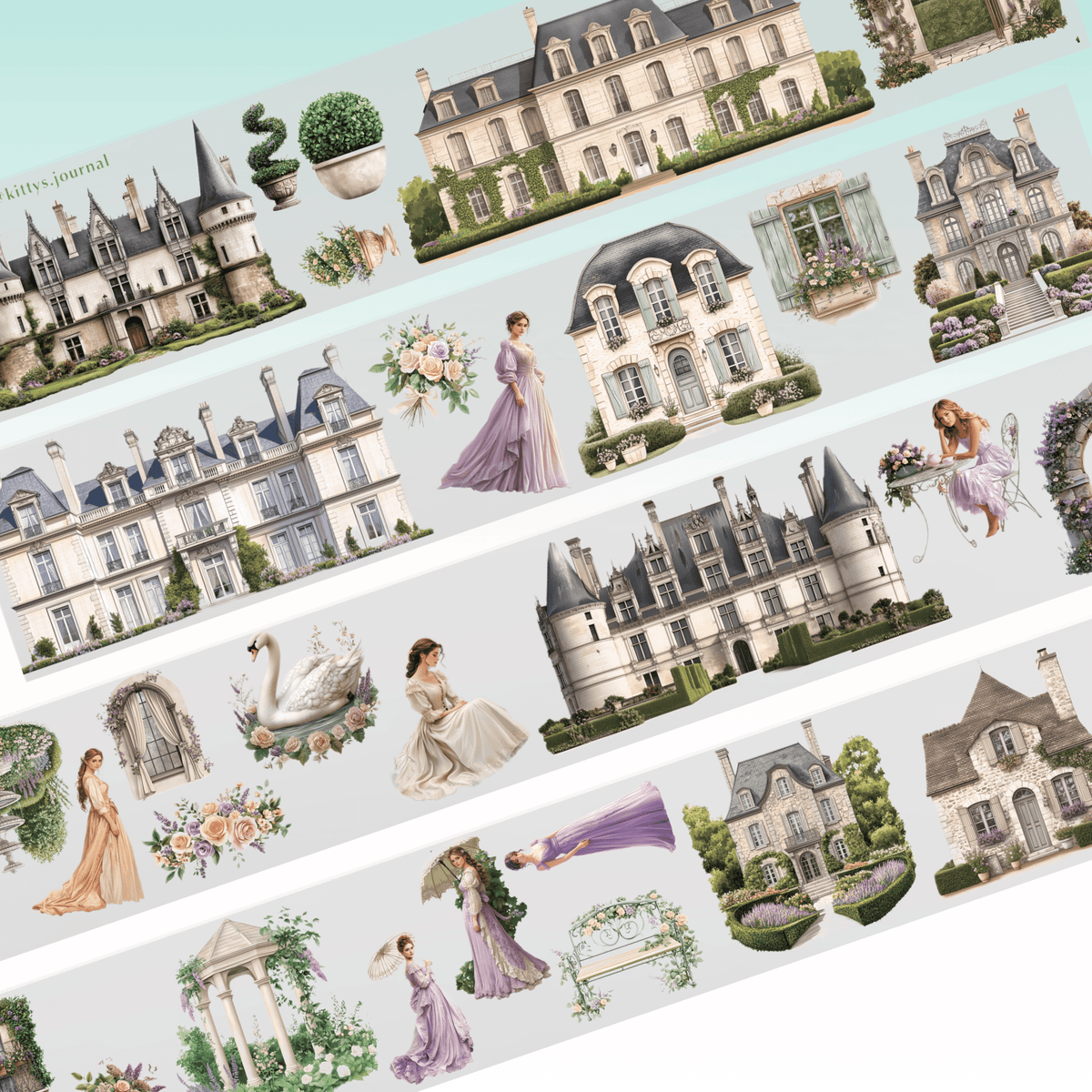 Kittys Journal French Chateau Garden PET tape 11cm x 2.5m - ViktaShop