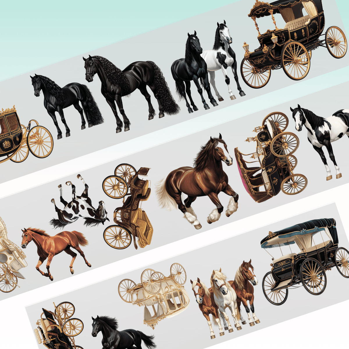 Kittys Journal Royal Carriages an Horses 10cm x 1.25m - ViktaShop