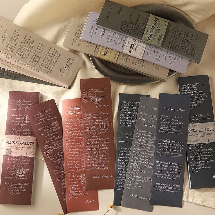 Manuscript Theme English Paper Sticker Book 6 Styles 30 Sheets - ViktaShop