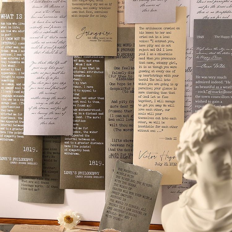 Manuscript Theme English Paper Sticker Book 6 Styles 30 Sheets - ViktaShop