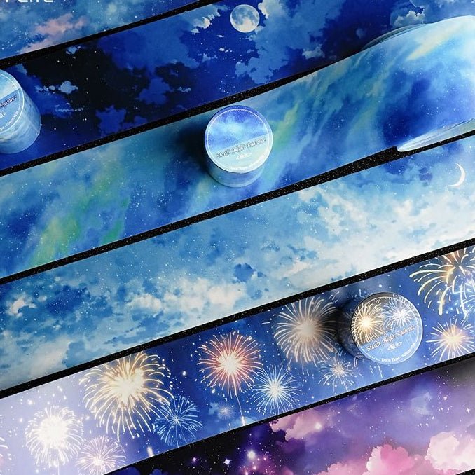 Night Island Starlight Series Washi Tape 6 Designs 6cm x 2m - ViktaShop