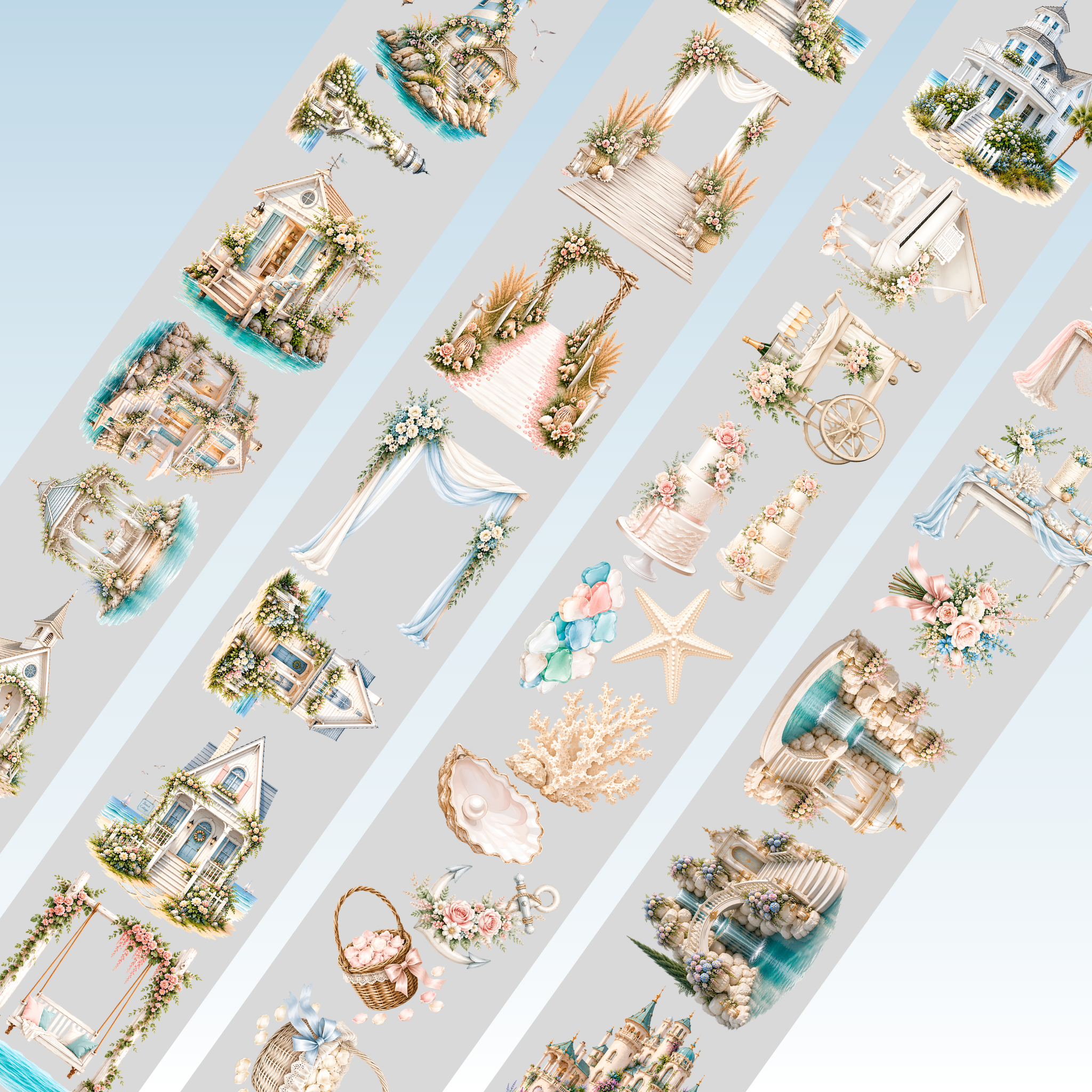 Kittys Journal Coastal Wedding Buildings PET Tape 8cm x 2.5m