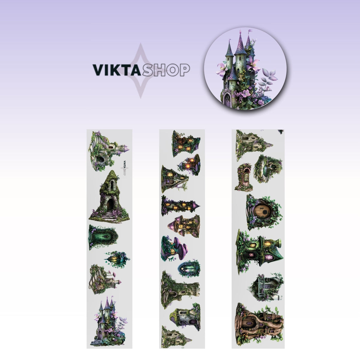 Viktashop fairies Castle PET Tape 9cm x 125cm - ViktaShop