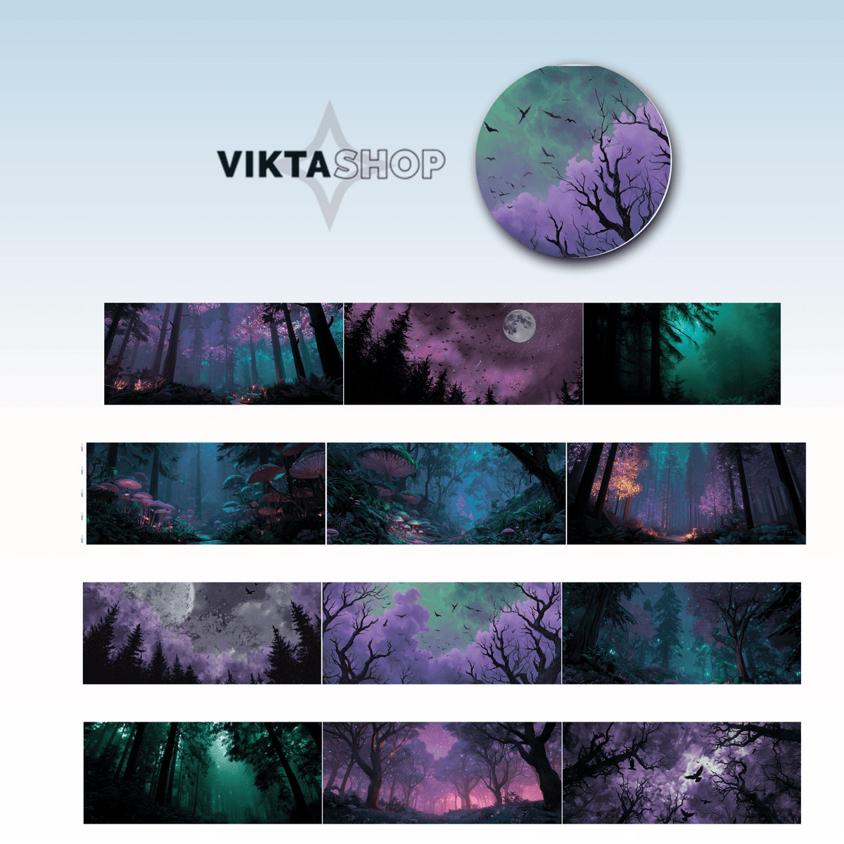 Viktashop Magic Dark Forest PET Tape 9cm x 2.5m - ViktaShop